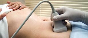 Ultrasound of the genital area with a sensor